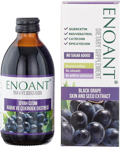 DEMMEX Enoant Black Grape Skin and Seed Liquid Extract, Grape Polyphenol Concentrate, 47 mg/ml Total Polyphenols - 682X More Than Red Wine, Resveratrol, Quercetin, Catechins, 250ml - 8.45 Fl Oz (1)