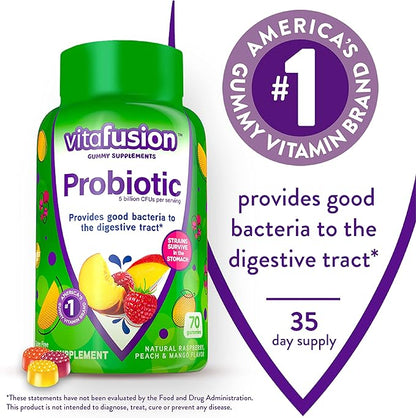 Vitafusion Probiotic Gummy Supplements, Raspberry, Peach and Mango Flavors & Vitamin D3 Gummy Vitamins for Bone and Immune System Support