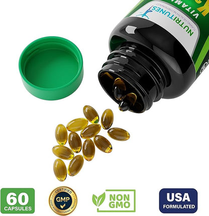 Vitamin K2 + D3 (120 Softgels) - Vitamin D3 K2 Supplement - Supports Cardiovascular & Bone Health - Non-GMO - Allergen-Free - 120 Softgels