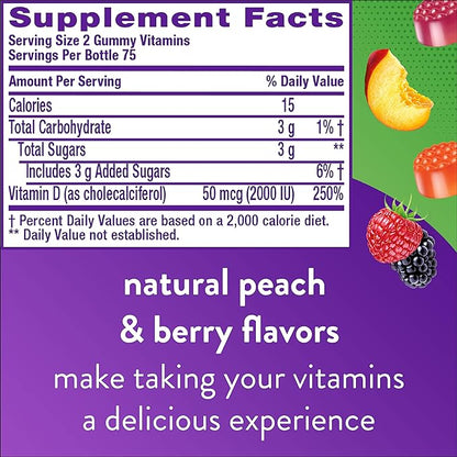 Vitafusion Probiotic Gummy Supplements, Raspberry, Peach and Mango Flavors & Vitamin D3 Gummy Vitamins for Bone and Immune System Support