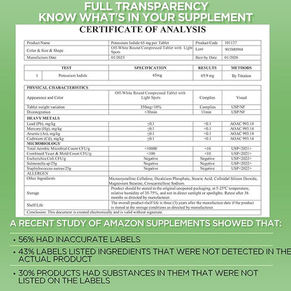 Potassium Iodide Tablets - 130mg Iodine Tablets for Radiation Protection | USA Made Nuclear Fallout Pills KI Pills YODO Naciente 120 Tablets