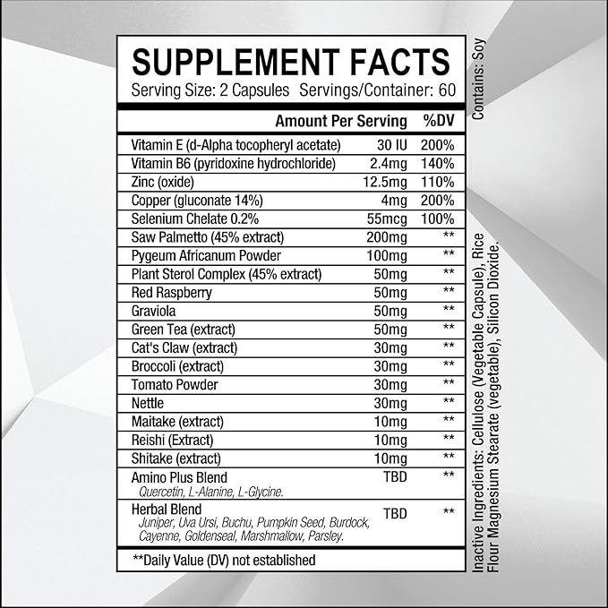 ENERGI Prostate Support Supplement with Saw Palmetto for Men & Women, 200mg Saw Palmetto, 100mg Pygeum Africanum, Pumpkin Seed, Promotes Prostate Health, 120 Capsules