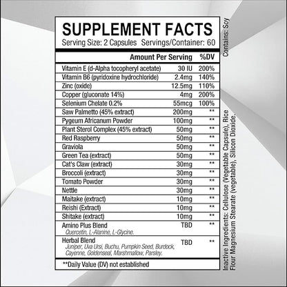 ENERGI Prostate Support Supplement with Saw Palmetto for Men & Women, 200mg Saw Palmetto, 100mg Pygeum Africanum, Pumpkin Seed, Promotes Prostate Health, 120 Capsules