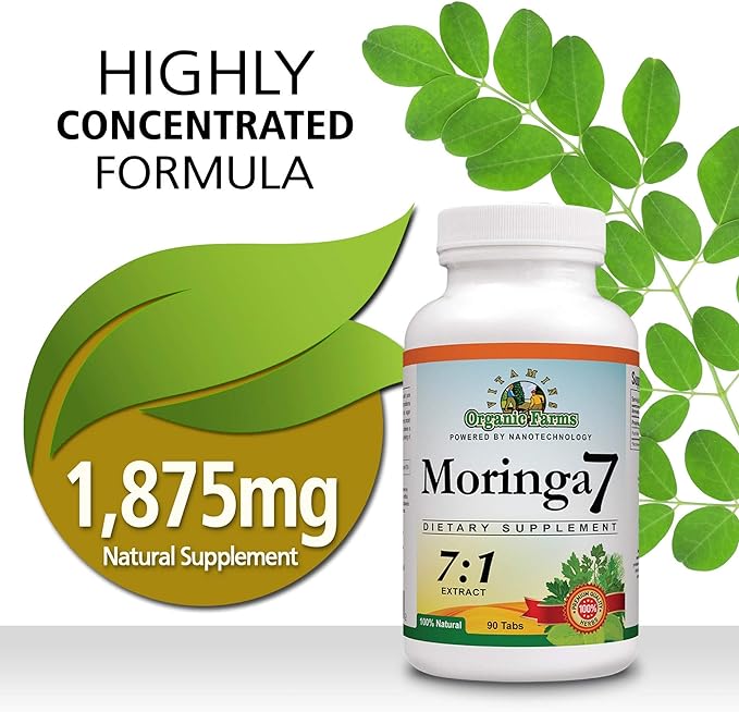 Moringa 7 Super Grass, 100% Natural Dietary Supplement, Rich in Natural nutrients, Highly Concentrated Pure Organic Moringa Oleifera Extract - 1875mg