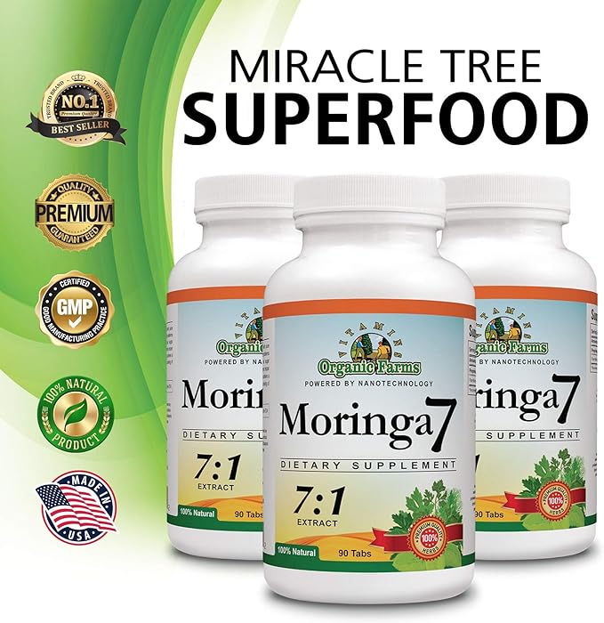 Moringa 7 Super Grass, 100% Natural Dietary Supplement, Rich in Natural nutrients, Highly Concentrated Pure Organic Moringa Oleifera Extract - 1875mg