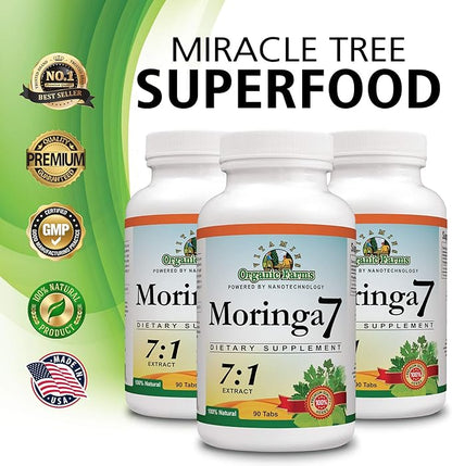 Moringa 7 Super Grass, 100% Natural Dietary Supplement, Rich in Natural nutrients, Highly Concentrated Pure Organic Moringa Oleifera Extract - 1875mg