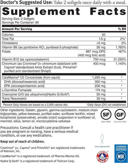 Dr. Sinatra Omega Q Plus Resveratrol - Omega-3 Supplement with CoQ10 and Resveratrol - Promotes Comprehensive Heart and Whole Body Health to Help You Age Well (180 softgels)