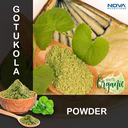 Nova Nutritions Certified Organic Gotu Kola Powder 16 OZ (454 gm) - Also called brahmi leaf powder (Centella asiatica)