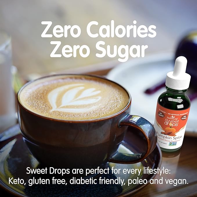 SweetLeaf Sweet Drops Pumpkin Spice Liquid Stevia Sweetener - Pumpkin Spice Stevia Liquid, Zero Calories, Zero Sugar, Non-GMO, Gluten-Free, Keto Friendly, Pumpkin Stevia Drops - 2 Fl Oz