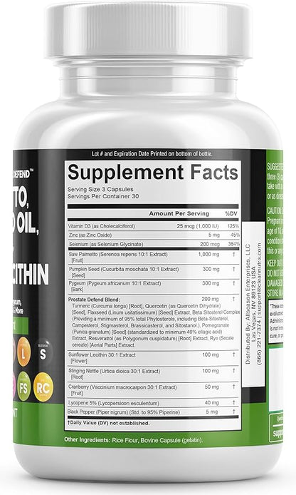 Clean Nutraceuticals Saw Palmetto 10000mg Pumpkin Seed Oil 3000mg Pygeum 3000mg Sunflower Lecithin 3000mg Stinging Nettle Cranberry - Prostate Supplements for Men with Lycopene - 90 Caps