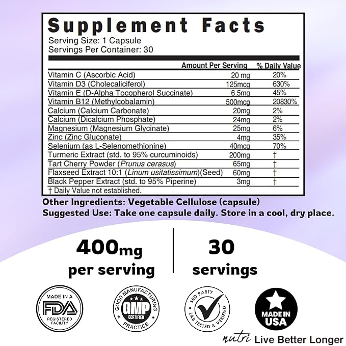 LupuEase Lupus Relief Products Multivitamin Lupus Supplements - Vitamin C, D3, E, B12, Turmeric Curcumin Extract (std. 95% curcuminoids) - Omega 3 Fatty Acids - 30 Day Supply - 400mg