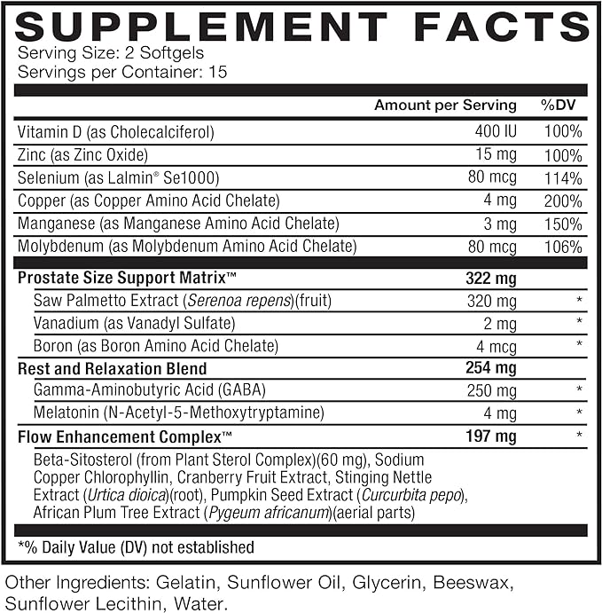 Force Factor TruFlow Prostate Health Support Supplement for Men with Beta Sitosterol, 30 Count