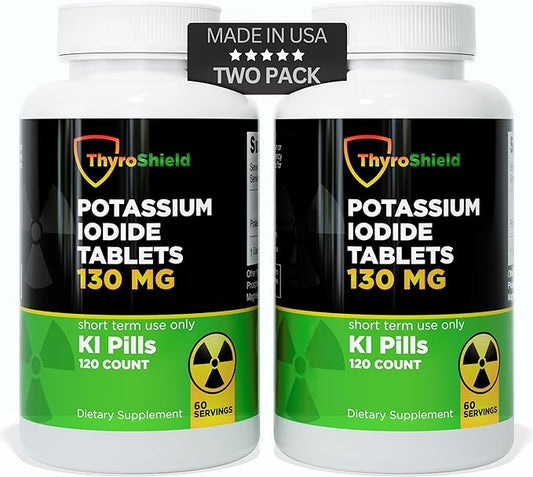 Potassium Iodide Tablets - 130mg Iodine Tablets for Radiation Protection | USA Made Nuclear Fallout Pills KI Pills YODO Naciente 120 Tablets