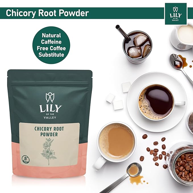 Lily of the Valley Chicory Root Powder - Soluble Fiber Powder - Dissolves Instantly in Hot Water or Milk - Vegan & Gluten-Free - Packed in Resealable Pouch (8oz, 226g)