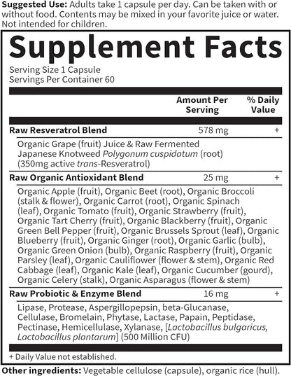 Garden Of Life Heart Resveratrol Supplement - Raw Whole Food Antioxidant Formula for Heart Health, 60 Capsules