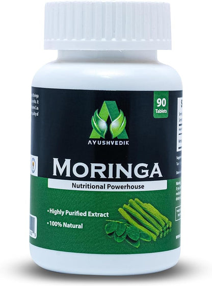 Moringa Tablets - 90 Count, Extracted from Moringa Plant, Supports Antioxidant Health and Overall Well-Being - 500mg, Vegan, Gluten-Free Supplement, Free from Additives