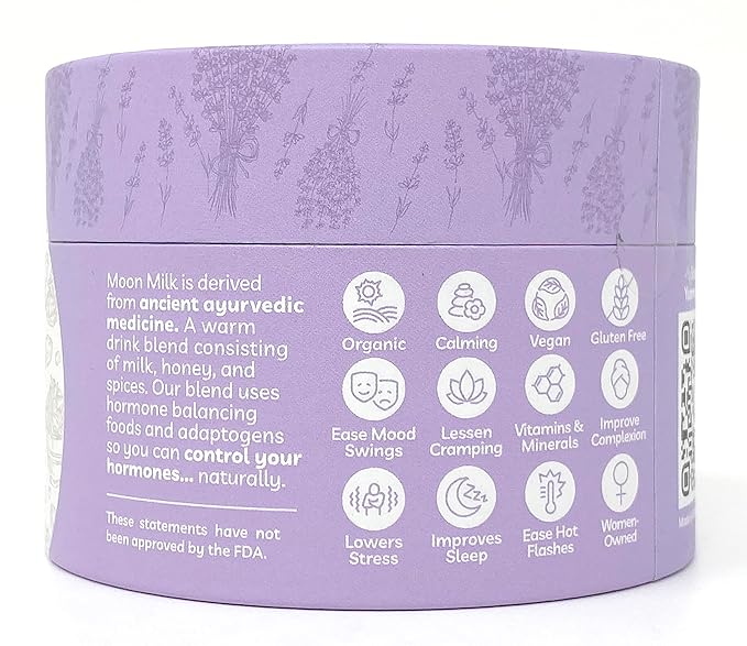 Moon Cycle Seed Company Lavender Moon Milk – Adaptogen Latte Mix, Lavender Superfood Latte Mix with Ashwagandha Powder, Reishi Mushroom, Maca Powder, and Blue Spirulina Powder, Makes 30 Servings