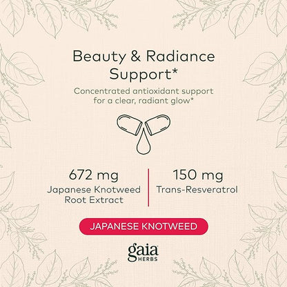 Gaia Herbs Resveratrol 150 - Beauty & Radiance Antioxidant Support Supplement - Made with Japanese Knotweed - Contains 150 mg Trans-Resveratrol per Serving - 50 Liquid Phyto-Capsules (25-Day Supply)