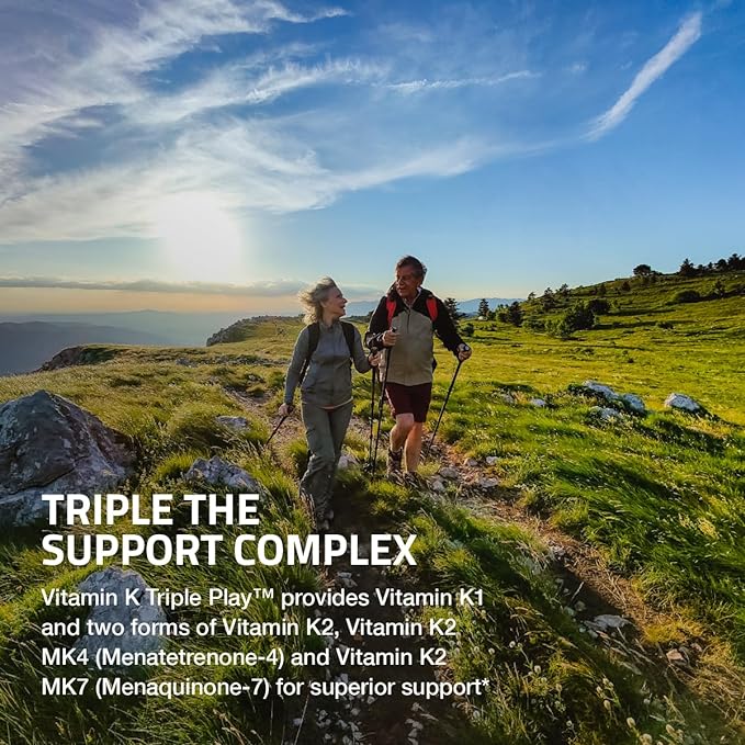 Vitamin K Triple Play (Vitamin K2 MK7 / Vitamin K2 MK4 / Vitamin K1) Full Spectrum Complex Vitamin K Supplement, 180 Capsules