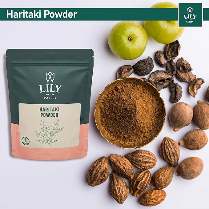 Lily of the Valley Haritaki Powder - Terminalia Chebula - Sourced from India - An Ayurvedic Herb - 100% Natural &No Added Preservative - Vegan & Gluten-Free (8oz, 226g)- Package May Vary