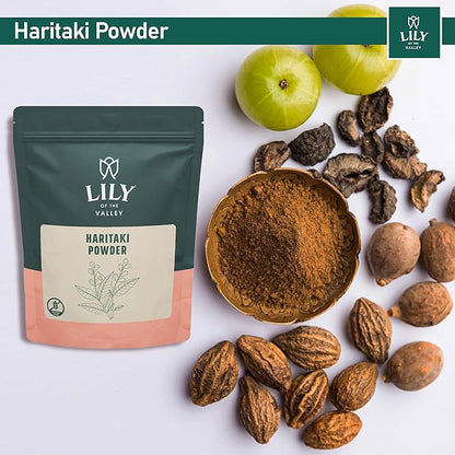 Lily of the Valley Haritaki Powder - Terminalia Chebula - Sourced from India - An Ayurvedic Herb - 100% Natural &No Added Preservative - Vegan & Gluten-Free (8oz, 226g)- Package May Vary