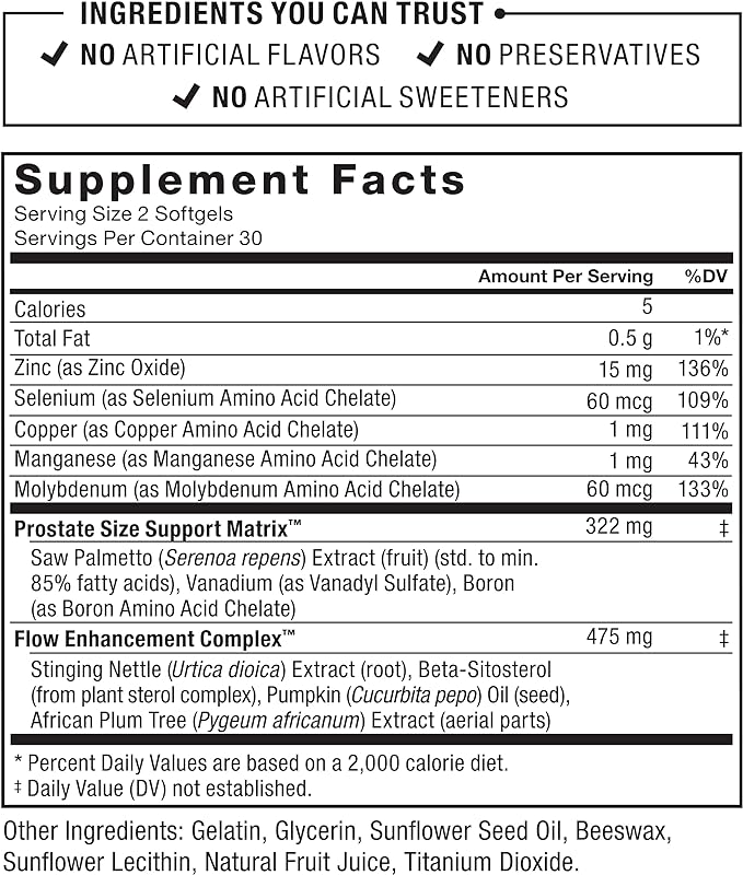 Force Factor Prostate, Saw Palmetto and Beta Sitosterol Supplement for Men, Prostate Health Support, Size Support, Urinary Relief, Bladder Control, Reduce Nighttime Urination, 60 Count (Pack of 2)