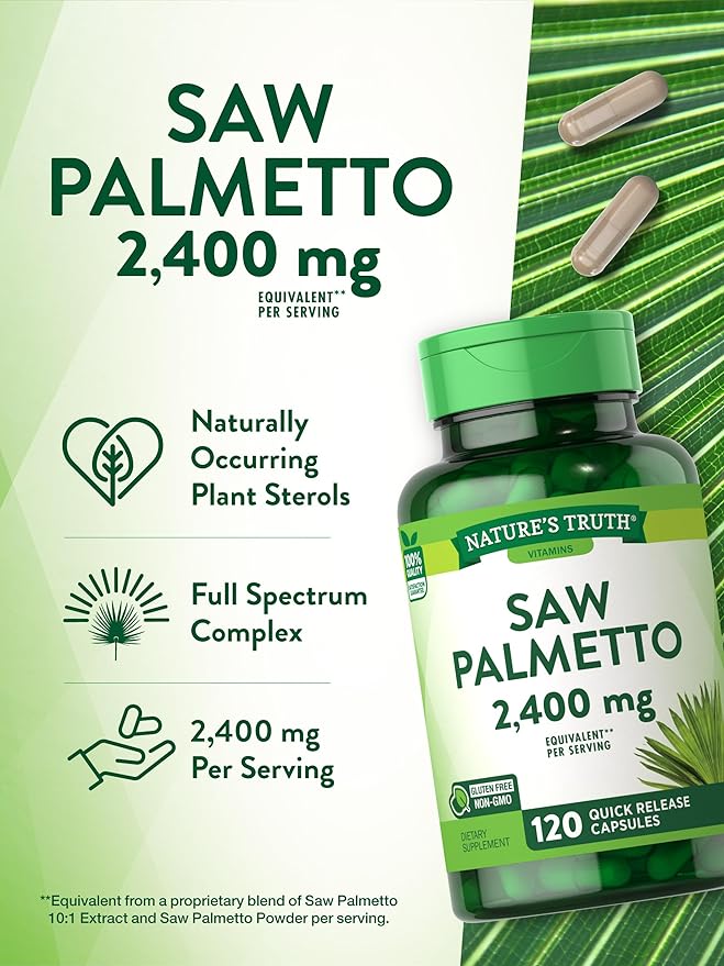 Saw Palmetto Extract | 2400mg | 120 Capsules | Gluten Free Supplement | by Nature's Truth