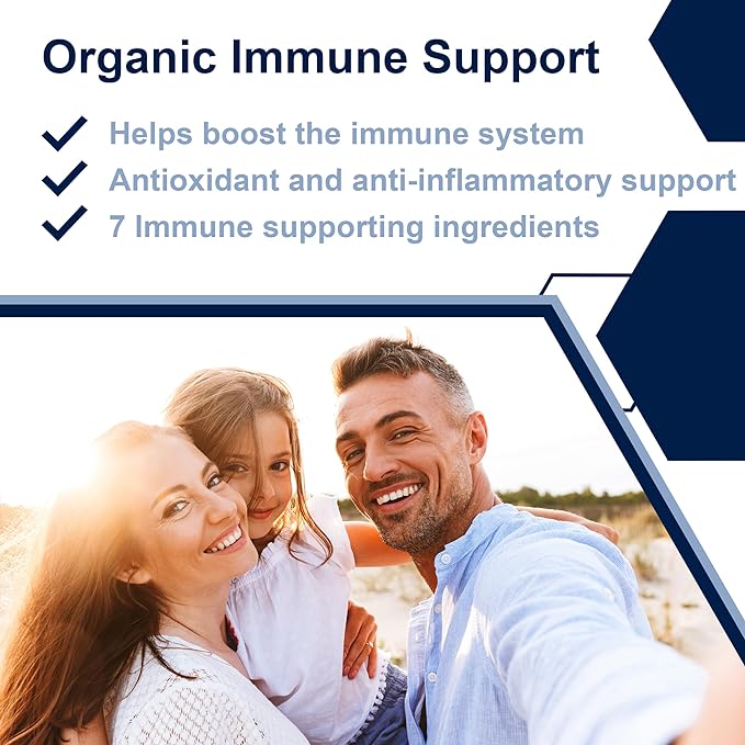 Organic Immune Support Supplement (USDA Organic) Elderberry Astragalus Oregano Ginger Moringa Garlic Vitamin C, Premium Immune Support Supplement