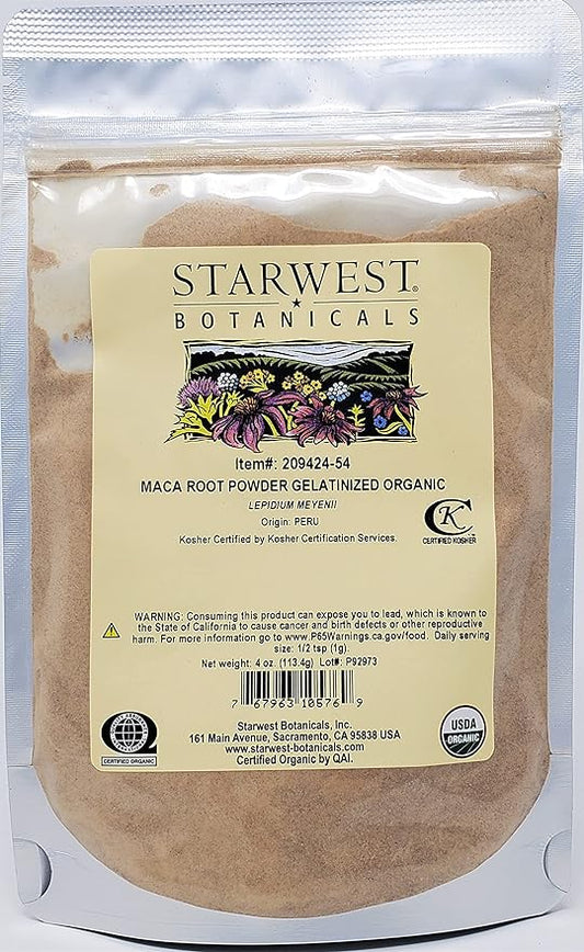 Starwest Botanicals Organic Maca Root Powder (Gelatinized), 4 Ounces