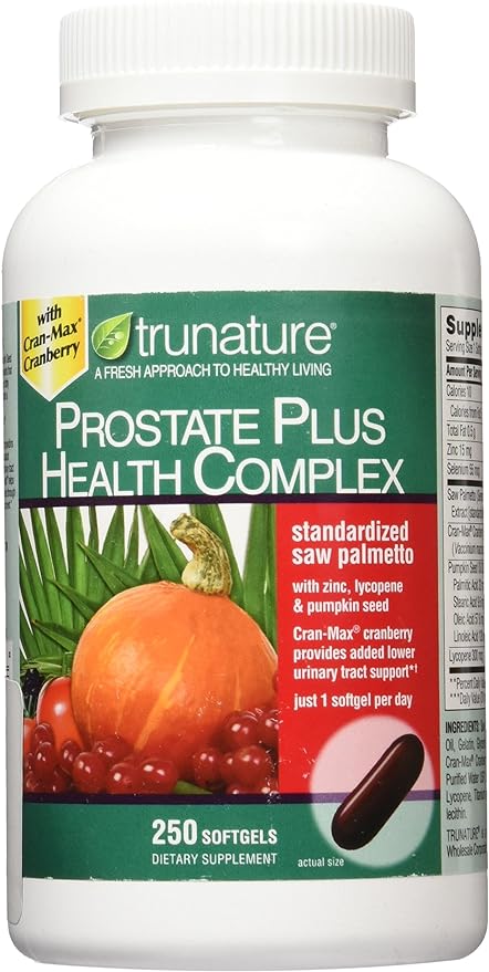 Trunature Saw Palmetto Prostate Health Complex with Zinc, Lycopene and Pumpkin Seed, 250 Softgels