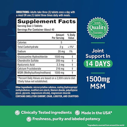 Move Free Advanced Glucosamine Chondroitin MSM Joint Support Supplement, Supports Mobility Comfort Strength Flexibility & Bone - 120 Tablets (40 servings)*