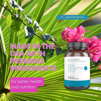 Dr. Brighten Saw Palmetto Plus - Natural Dietary Supplement for Women - PCOS Support to Prevent Hair Loss Acne Oily Skin