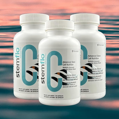 Revitalize Your System with StemFlo® Advanced Formula 3 Pack - Trans-Resveratrol, Curcumin, and Super Antioxidants for Health, Longevity, and Vitality