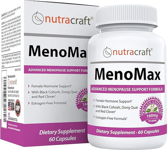 MenoMax #1 Menopause Relief Supplement | Black Cohosh, Dong Quai, Vitex Agnus, Red Clover, Sage, Soy and Wild Yam | Natural Support for Hot Flashes, Night Sweats, Dryness and Mood Swings | 60 Capsules