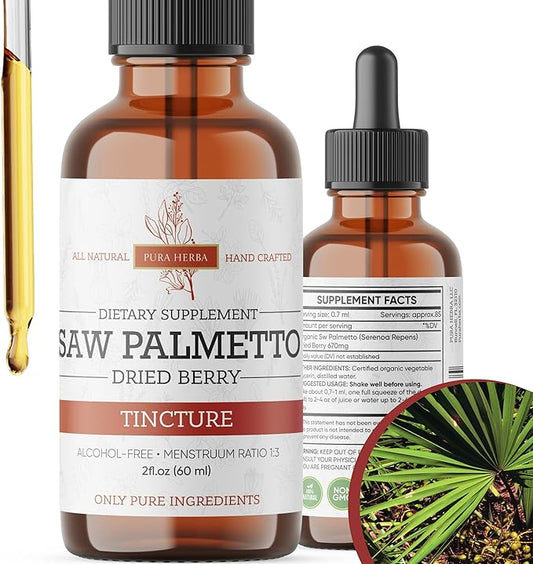 Saw Palmetto Liquid Extract, Organic Saw Palmetto Tincture, Alcohol Free, Vegan - 2 Fl Oz