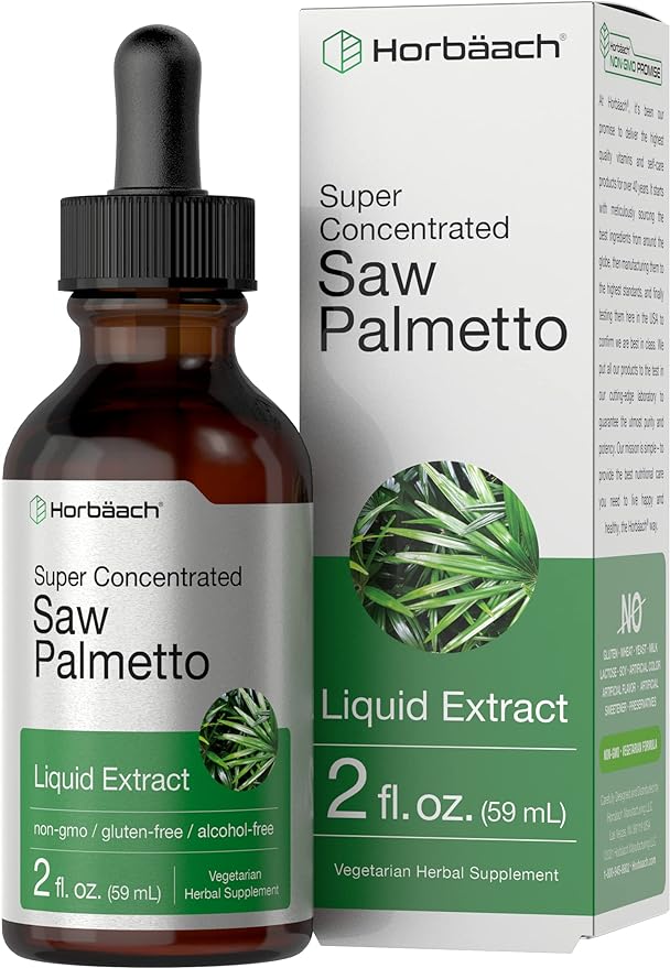 Horbäach Saw Palmetto Liquid Extract | 2 Fl Oz | Alcohol Free | Vegetarian, Non-GMO, Gluten Free Herb Supplement