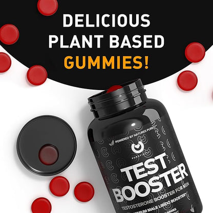 Testosterone Booster for Men – Male Performance Supplement with Horny Goat Weed for Men, L-Arginine, Maca Root, Saw Palmetto & Tribulus – Boost Vitality, Strength & Energy - 60 Gummies