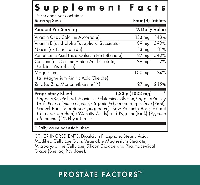 MICHAEL'S Health Naturopathic Programs Prostate Factors - 60 Vegetarian Tablets - Nutrients for The Prostate - Kosher - 15 Servings