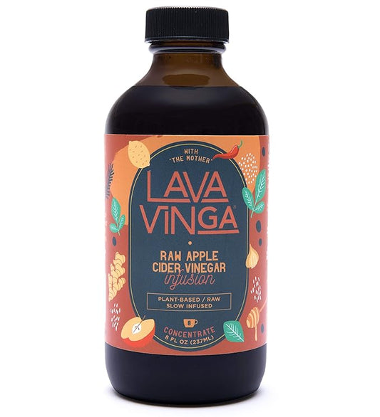 Lava Vinga Raw Apple Cider Vinegar Fire Cider with Cold Pressed Moringa Oleifera, 8 oz., Natural Cold and Flu Remedy and Immune System Booster, Antioxidant Rich Superfood with 92 Essential Nutrients