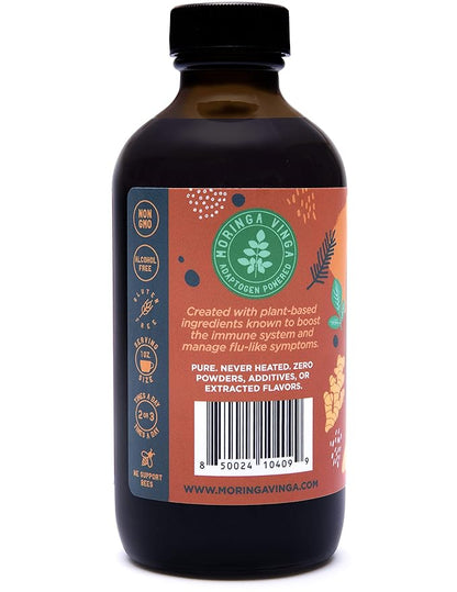 Lava Vinga Raw Apple Cider Vinegar Fire Cider with Cold Pressed Moringa Oleifera, 8 oz., Natural Cold and Flu Remedy and Immune System Booster, Antioxidant Rich Superfood with 92 Essential Nutrients