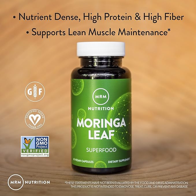 MRM Nutrition Moringa Leaf Capsules | 600mg Moringa | Superfoods | 60 Servings