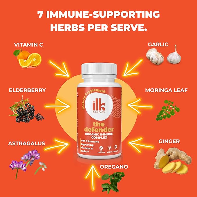 Organic Immunity Support Supplement - Contains Elderberry, Astragalus, Ginger, Moringa & Garlic - Made in The USA