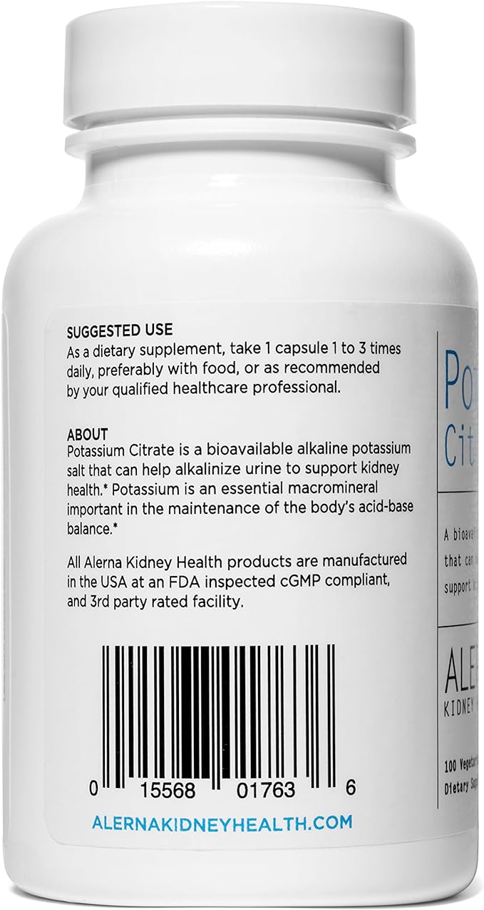 Potassium Citrate 99 mg - Supports Electrolyte Balance and Normal pH - Essential Mineral Kidney Stone Support Supplement - 100 Vegetarian Capsules (Pack of 3)