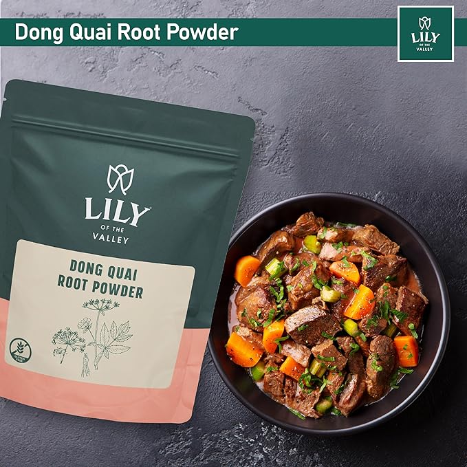 LILY OF THE VALLEY Dong Quai Root Powder - Angelica Sinensis Powder - Unbleached & No Fillers - Vegan & Gluten-Free - Packed in Resealable Pouch (8oz, 226g)