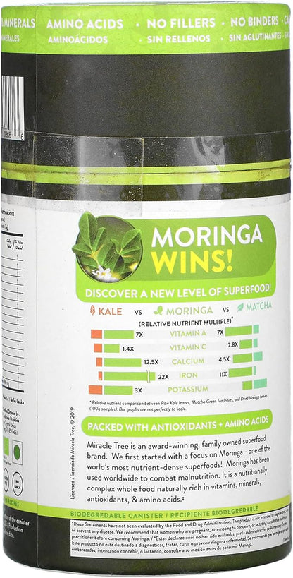 Miracle Tree 100% Organic Moringa Superfood Powder, 8 oz (226.8 g)