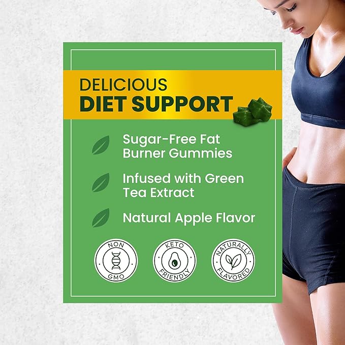 Green Tea Fat Burner Gummies for Weight Loss | Metabolism Boost & Appetite Suppressant with Green Coffee Bean Extract & Garcinia Cambogia | Pills to Burn Belly Fat for Women & Men by Nobi Nutrition