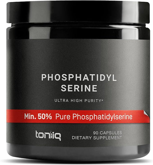 Toniiq Phosphatidylserine - 400mg Formula - World’s First 50% Purity - Highest Purity in The US - Soy Free Phosphatidylserine Supplement - 90 Veggie Capsules