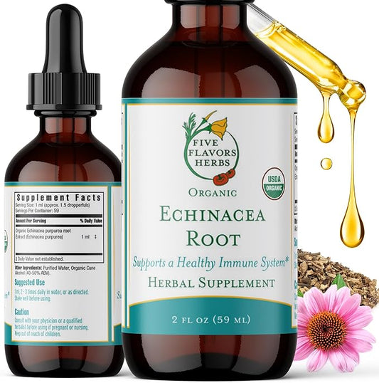 Echinacea Root Tincture - Immune System Support, for Bites, Stings & Wounds, Milky Oat, Herbal Supplement - 2 Fl Oz