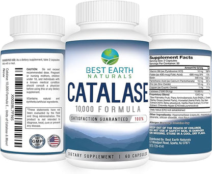 Catalase Supplement 10,000 with Saw Palmetto, Biotin, Fo-Ti, PABA - Hair Supplements for Strong Hair - 180 Capsules - Pack of 3 (90-Day Supply)