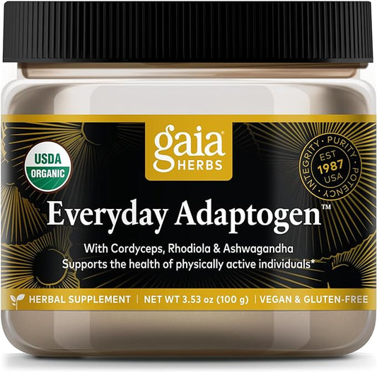 Gaia Herbs Everyday Adaptogen Powder - Helps Provide Energy Support & Maintain Healthy Stress Levels in Physically Active - with Maca Root, Cordyceps, Ashwagandha & More - 3.5 Oz (38-Day Supply)